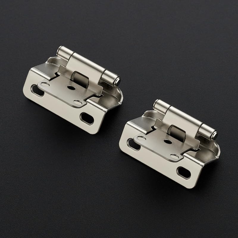 Ravinte Satin Nickel Semi-Overlay 1/2 inch Self-Closing Hinges, 10 Pack - color: Satin Nickel