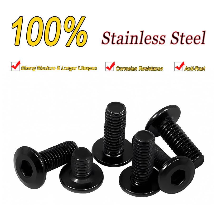Metuja M8-1.25 x 40mm,20-Pack Black Flat Head Hex Socket Cap Screw Bolts,304 Stainless Steel,Fully Threaded M8 Bolts,Metric Fasteners for Furniture - size: M8-1.25x40mm