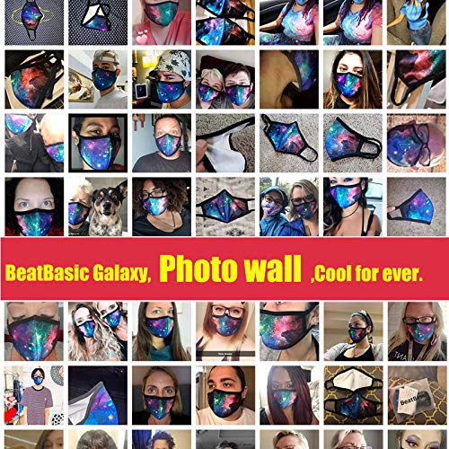 Cloth Face Mask for Women, Men - Reusable Fabric Masks with Nose Wire - color: Pack 3 Galaxy