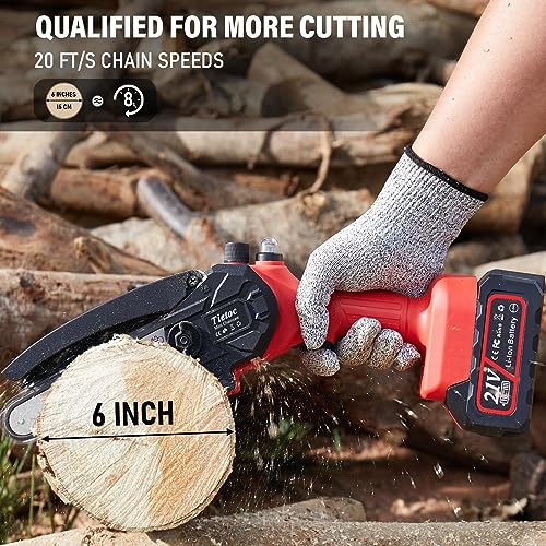 Tietoc Mini Chainsaw 6-Inch with 2 Batteries, Electric Saw, Stocking Stuffers Christmas Birthday Gifts Present for women mom wife Adults, Cool Gadgets 2025 - color: Red - 6 Inch