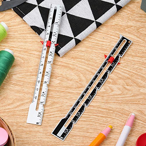 Frienda 2 Pcs Sewing Ruler Seam Gauge Metal Sliding Measuring Tool