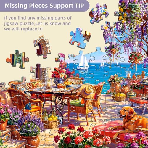 Coastal Terrace Flowers Puzzles for Adults 1000 Pieces - color: Coastal Terrace