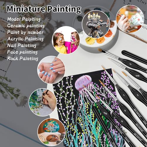 GETHPEN Miniature Paint Brushes, Micro Detail Paint Brush Set, 15pcs | Miniature Micro Paint Brush Set with Triangular Handles, for Acrylic, Watercolor, Oil, Models, Figurine & Paint by Number - size: 15 Sizes