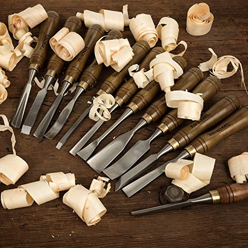 12-Piece Wood Carving Chisel Tools Set, Sharp CR-V Steel Blades - size: 12-Piece Carving Chisel