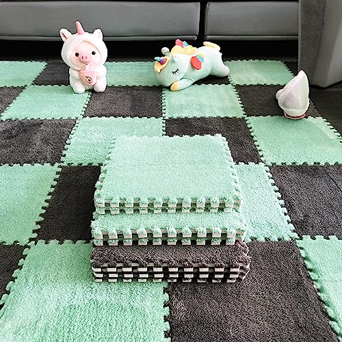 12pcs Tiled Puzzle Play Mats, Mint Green - color: Mintgreen