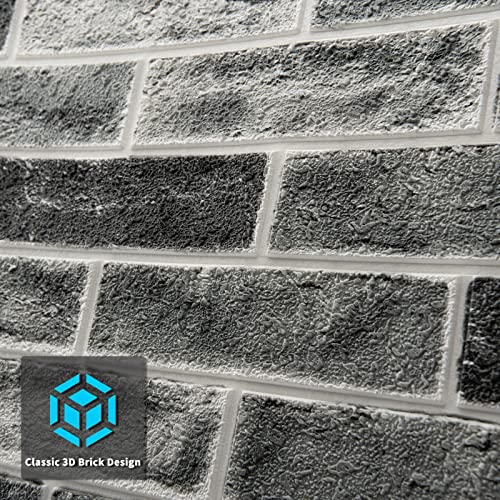 Art3d 10-Pack Durable Faux Brick Peel and Stick 3D Wall Panels, Stone Ash - color: Stone ash, size: 10pcs-27x27inch