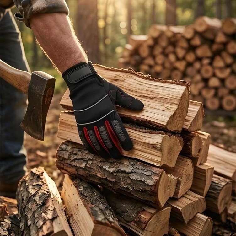 Mechanic Gloves for Men, Heavy Duty Impact-Resistant TPR Armor