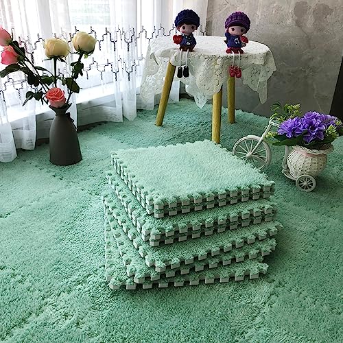 12pcs Tiled Puzzle Play Mats, Mint Green - color: Mintgreen