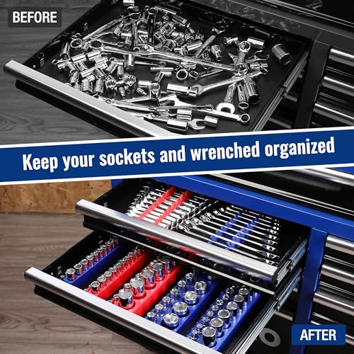 WORKPRO 8-Piece Magnetic Socket and Wrench Organizer Set