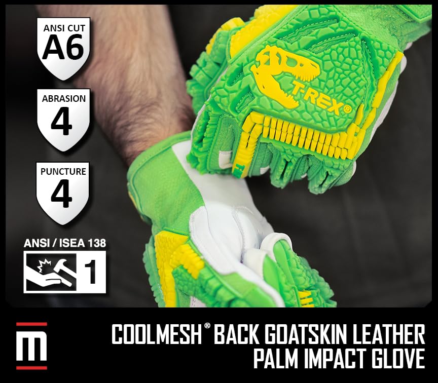 Magid T-REX TRX743 A6 Impact Gloves, Goatskin, 1 Pair, Size 9/Large - size: 9/L, style: 1 Pair