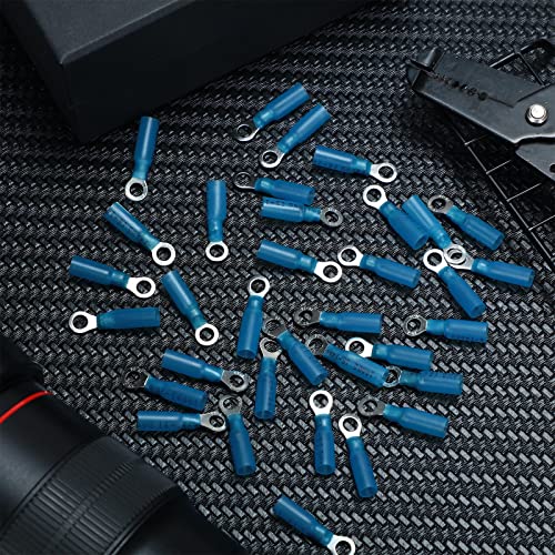 Ecally 300 Pcs Heat Shrink Ring Terminals Waterproof Wire, Blue, Ring #10 - color: Blue, size: Ring #10