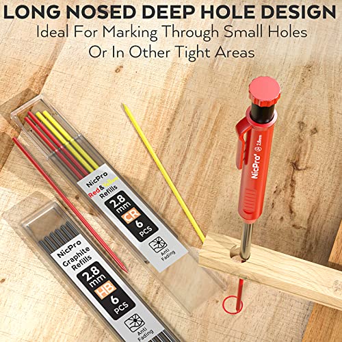 Nicpro Metal Mechanical Pencils Set 0.5 & Solid Carpenter Pencil for Architect, Engineering
