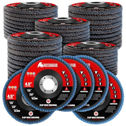50 Pack 60 Grit T29 Zirconia Flap Discs 4.5" x 7/8" T27 for 4 1/2 Inch Angle Grinder Flap Wheels Heavy-Duty Grinding & Sanding Discs for Metal, Wood, Stainless Steel - color: #60