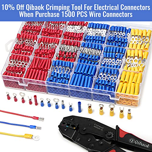 Qibaok 1500pcs Wire Connectors - Insulated Electrical Wire Terminals