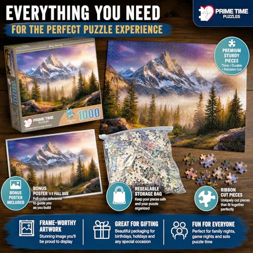 Adult Jigsaw Puzzle Foggy Mountain 1000 Piece - color: Misty Morning