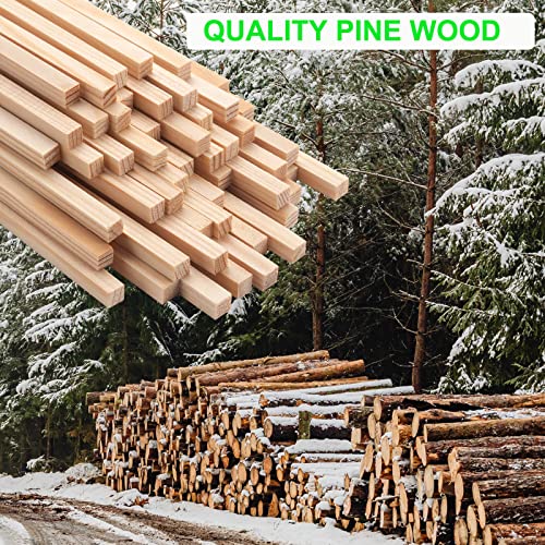 50PCS 1/4" x 12" Square Wooden Dowel Rods, Small Wood Square Dowel Rods Unfinished Wood Craft Sticks Hardwood Sticks Wooden Strips for Arts and DIYers, DIY Projects Home Decor Woodworking - size: 1/4"×12"-50PCS