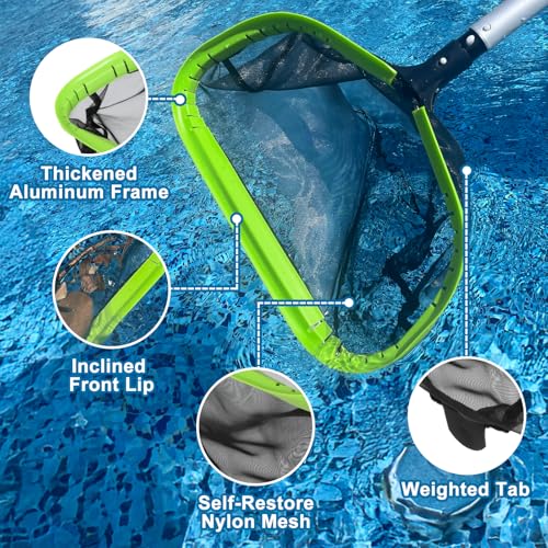 Sepetrel Pool Cleaning Kit with 10.5 FT Pole,Pool Maintenance Set - size: Aluminum Frame Rake With Pole