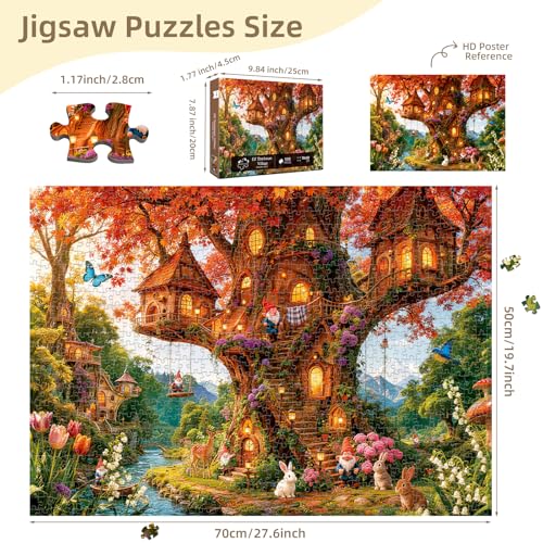 Magic Fairy Forest Treehouse Puzzles for Adults 1000 Pieces - color: Elf Treehouse Village