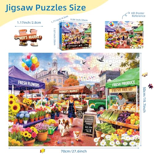 Farmers Market Puzzles for Adults 1000 Pieces - color: Farmers Market