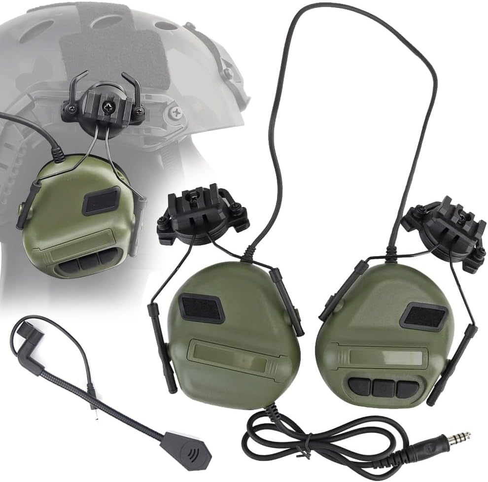 ATAIRSOFT Tactical Airsoft Headset with Microphone Waterproof Hunting Shooting Headphones Earmuff No Noise Reduction Function - color: Od
