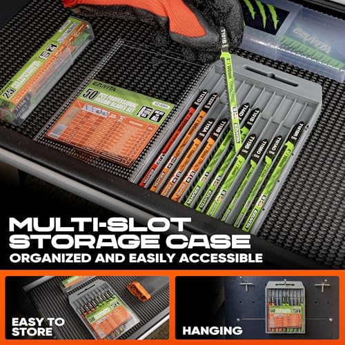 50-Piece Jigsaw Blades Set with Storage Case - size: 50pcs T119B-T127D