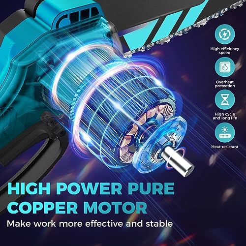 Saker Mini Chainsaw,6 Inch Electric Chainsaw Cordless with 2 Batteries Blue - color: 6 Inch Blue