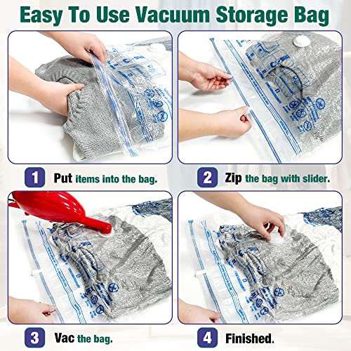 Vacuum Storage Bags, 10 Medium Space Saver Vacuum Seal Bags, Space Bags, Vacuum Sealer Bags for Clothes with Travel Hand Pump (10M) - size: 10-Medium