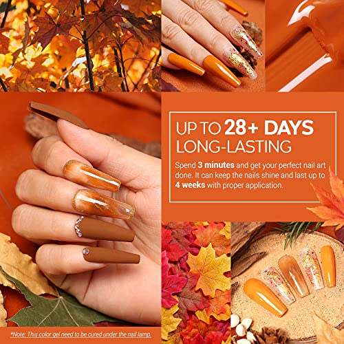 modelones 20 Colors Gel Nail Polish Kit, Fall Winter Gel Polish Set Soak Off Nail Polish Kit with Glitter, Glossy and Matte Top Base Coat DIY Manicure at Home - color: A Cozy Campfire