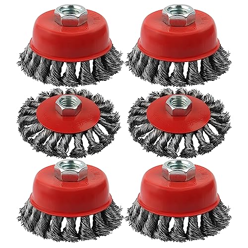 6 Pack Wire Wheels Cup Brush for 4 1/2 Angle Grinder - style: 6 Pack Wire Wheel Cup