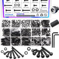 mxuteuk 540PCS M2 M3 Metric Screws Assortment Set Suitable for 3D Printer DIY,Hex Socket Head Cap Screws Bolts Nuts Kit,12.9 Grade Alloy Steel Black Zinc Plated Assorted Screws with Hex Wrench - size: 540PCS M2 M3