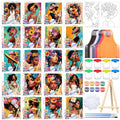 Sherr 140 Pcs 20 Set Pre Drawn Canvas Painting Kit, Black Theme - style: Black Theme