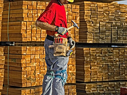 Custom LeathercraftIP489X Suede Tool Bag & Poly Web Belt, 3 Pocket , Tan