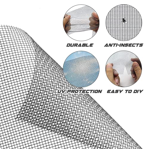 Screen Repair Kit Easy DIY Project 59" x 106" Fiberglass Screen Mesh with Rolling Tool and Screen Retainer Spline Screen Replacement kit for Windows Sliding Doors and Patio Screens (59" x 106", Gray) - color: Gray, size: 59" x 106"