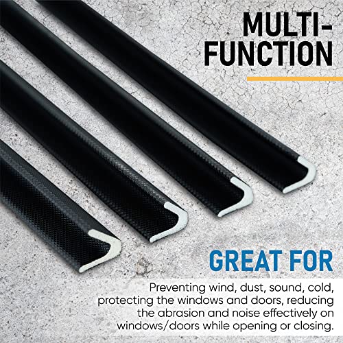 Adhesive V Shape Weatherstrip, Weather Stripping Door Seal Strip Foam Door Frame Insulation Side Jamb Bottom Groove Gap Filler Soundproof V Weatherstripping (Black, 1/2 in x 1/2 in x 26 Ft) - color: Black