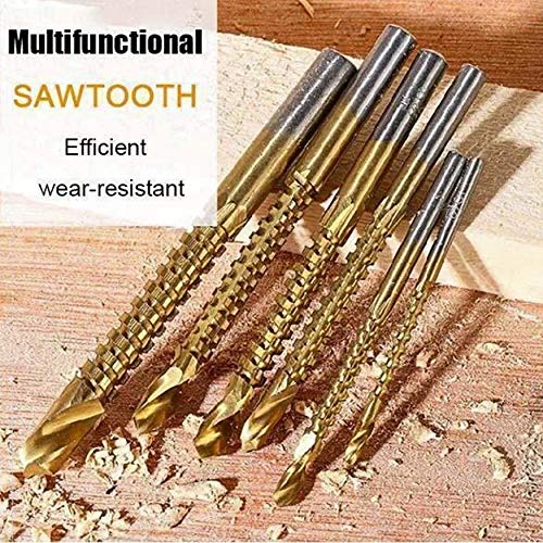 6pc Titanium Twist Drill Bit Set 3-8mm HSS Sawtooth Bits for Wood Metal Plastic Hole Saws