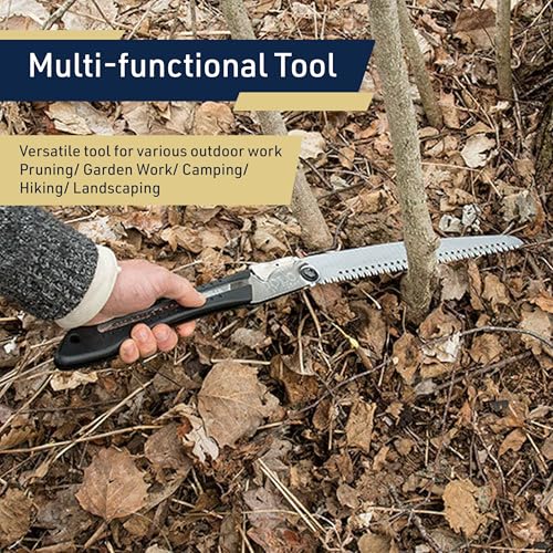 Folding Hand Saw for Wood Cutting, Camping, or Landscaping - 10” Japanese Folding Pruning Saw Tree Trimmer Branch Cutter with Razor Teeth and SK5 Steel Blade for Gardening by Kings County Tools