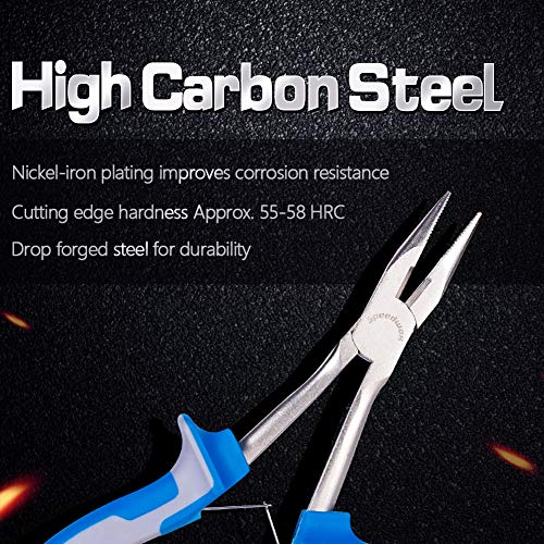 SPEEDWOX Long Reach Long Nose Pliers 6 Inches Mini Wire Cutter Side Cutting Slim Precision Fine Pliers for Hard to Reach Narrow Spaces Serrated Jaws High Leverage Reduce Efforts Non-slip Handles - style: Long Nose Pliers