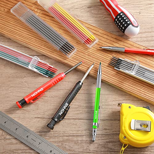 Enhon 4 Pack Carpenter Pencil Set with Sharpener, Green/Red/Black/Yellow - color: Green, Red, Black, Yellow