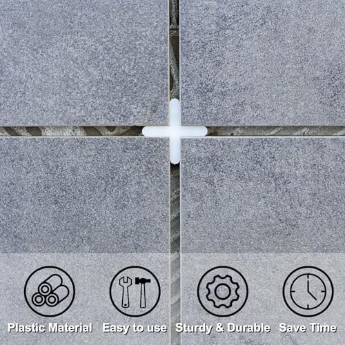 uxcell 400Pcs Tile Spacers, 2mm 3/32" Thick Cross Shape Wall Floor Tile Spacer Tiling Tools for Ceramic Tile Installation (PE Plastic, White) - size: 2mm