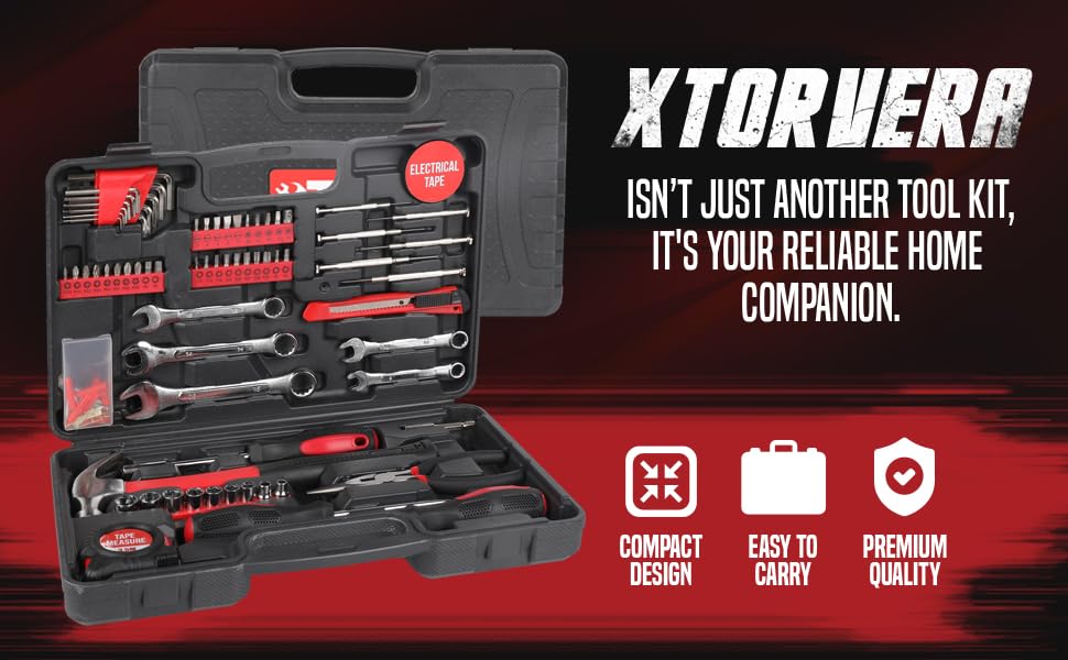148-Piece Household Tool Kit with Sturdy Case – Carbon Steel Hand Tool Set for Home Repair, Apartment & Garage – DIY Toolbox for Men, Women & Beginners