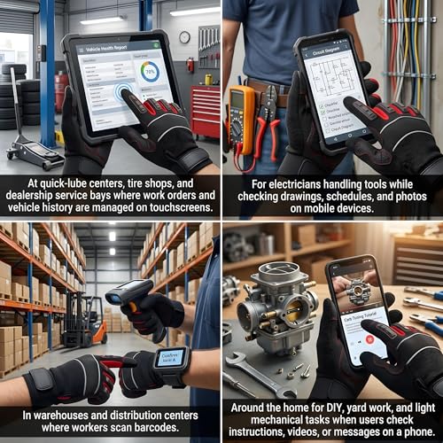 Mechanic Gloves for Men, Heavy Duty Impact-Resistant TPR Armor