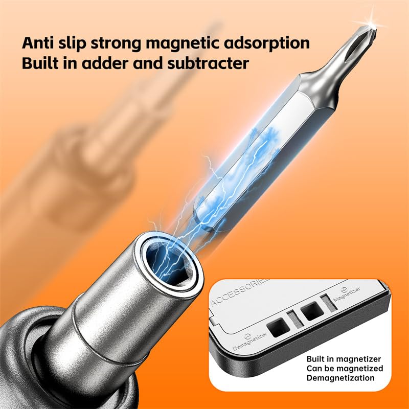 Small Precision Electric Screwdriver, 46-in-1 Mini Rechargeable Cordless Electric Screwdriver, Precise Power Tool Drill High Torque for Computer or Household Repair Tool Set
