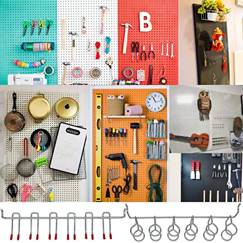 100 pcs Pegboard Hooks Kit Pegboard J Hook Accessories Black Hooks (Black,Sliver, 114)