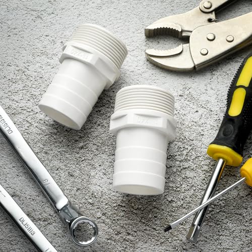 2 Pcs Pool PVC Tube Fitting Barbed Hose Fittings Adapter - color: White, size: 1.5 Inch