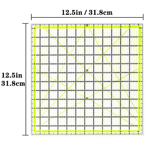 UOOU 12.5 inch Quilting Ruler, Square Quilting Rulers Fabric Cutting Ruler - color: Green-Outsize