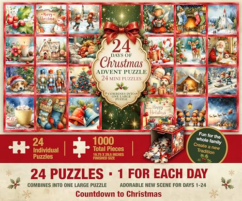 Christmas Advent Puzzle 1000 Piece Countdown 2026 - color: Christmas Advent Puzzle