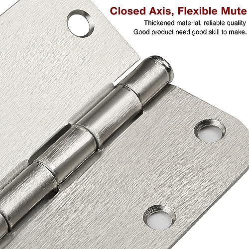 TDCHINGES Rounded Door Hinges Brushed Nickel 3.5" x 3 1/2 Inch 5/8" Radius - color: Satin Nickel-Rounded, size: 6 Pack-no squeak