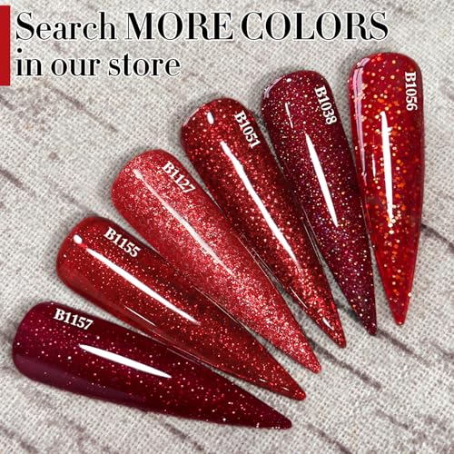 Double Rhythm 15ML Glitter Gel Polish Shimmer Reflective Holographic Color Magnetic for Nail Art Salon DIY at Home (Cherry Red-B1051) - color: Cherry Red