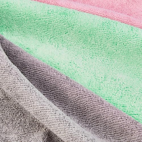 Amazon Basics Microfiber Cleaning Cloths, Ultra Absorbent, Scratch-Free, Non-Abrasive, Reusable and Washable, 16" x 12", Green/Gray/Pink, 48-Pack - color: Green/Gray/Pink, size: 48-Pack