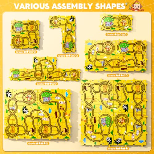 Beby Buty 64PCS Puzzle Race Cars Track Set Toys for Kids, Puzzle Racer Kids Car Track Set Ages 3-5 4-6, Toys Gifts for 3 4 5 Year Old Boys, 3 4 5 Year Old Boys Ideal Gift - style: 64 PCS Animal Theme